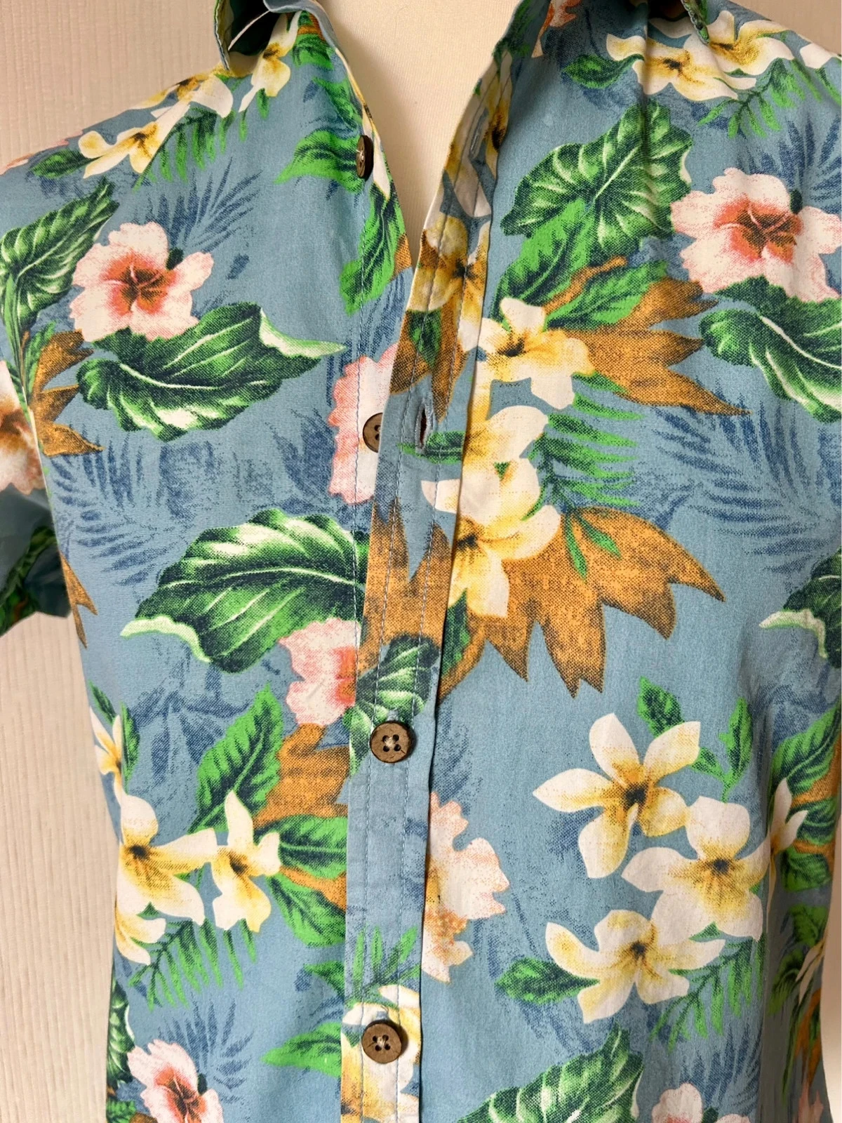 🌴🌺100% cotton Hawaiian beachwear tropical floral shirt Size M🦜🌸 – photo 10
